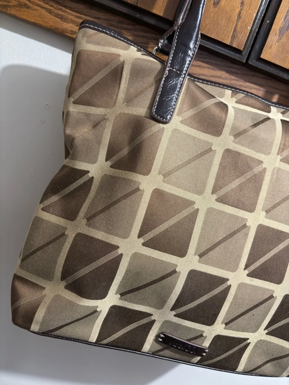 Nine West Vintage Fabric Tote Purse Buckle Double Handles